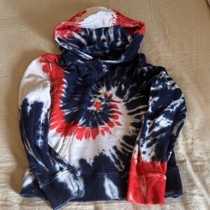 Polo by Ralph Lauren Kids Navy, Red & White Tie-Dye Hoodie